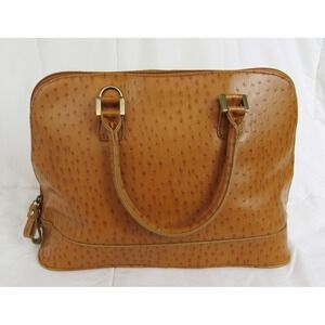 Bueno Dome Satchel Handbag Purse Caramel Brown Textured Faux Leather